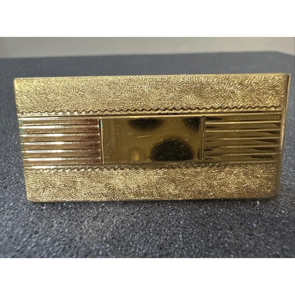 Vintage Anson Gold Plated Pat. 3049772 Money Clip Brass Etched 2 Texture Design